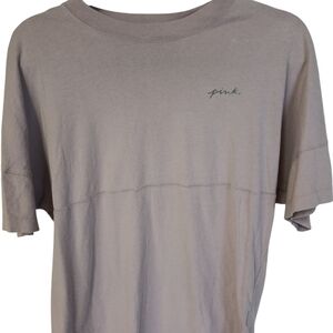 PINK Victoria's Secret Brand Women's Taupe Crewneck T‑Shirt